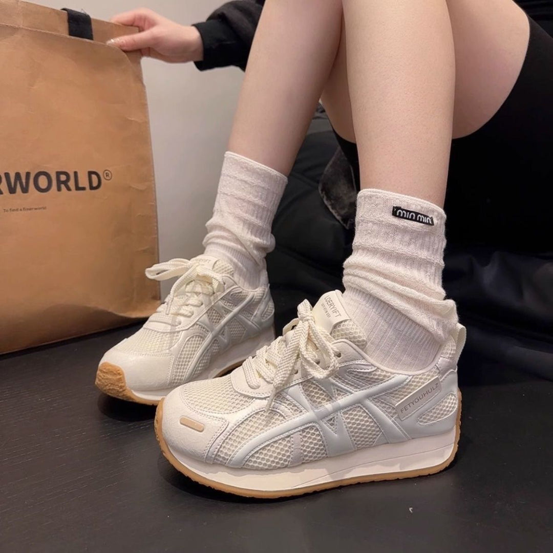 Damen Leichte Freizeit‑Sneaker mit Netzstruktur, stoßdämpfender EVA‑Zwischensohle und Overlay‑Design Drune