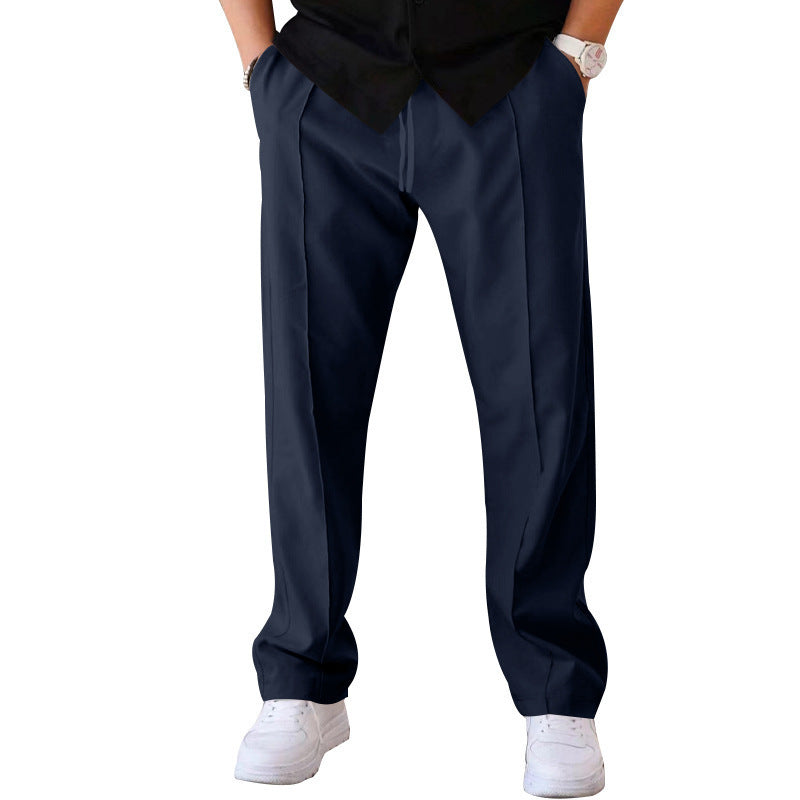 Herren Gerade geschnittene Freizeit-Hose mit Bundzug, Bügelfalte und Eingrifftaschen Drune