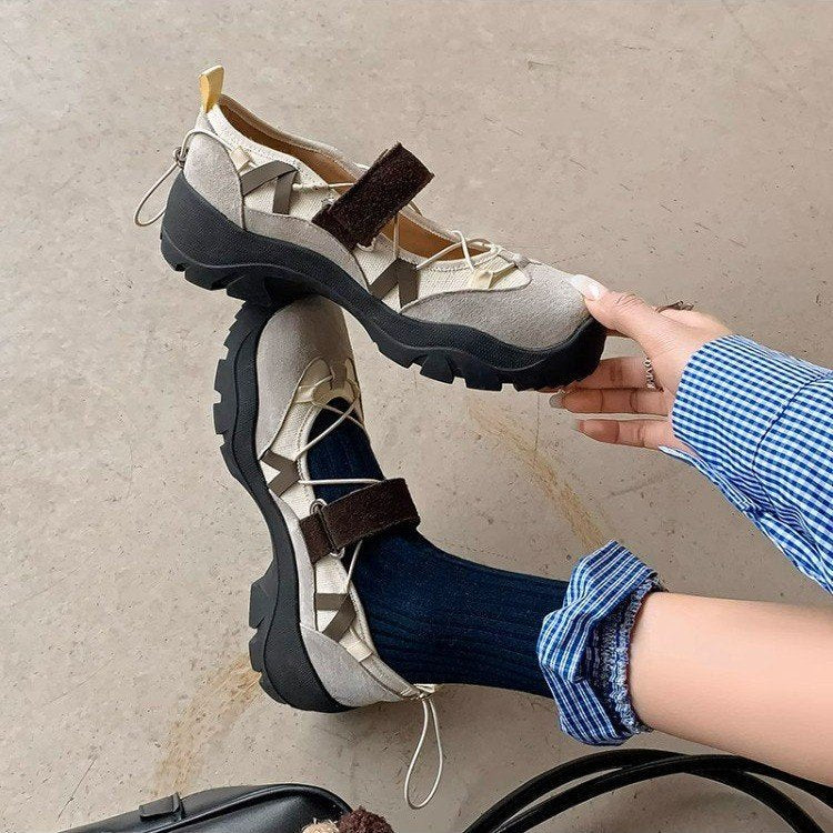 Damen Sportliche Ballerinas mit verstellbarem Riemen und rutschfester Sohle Drune