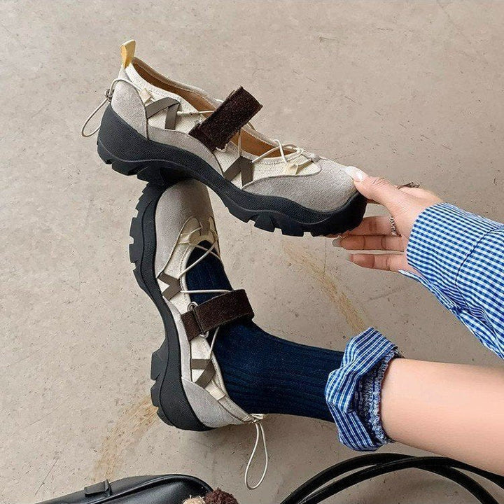Damen Sportliche Ballerinas mit verstellbarem Riemen und rutschfester Sohle Drune