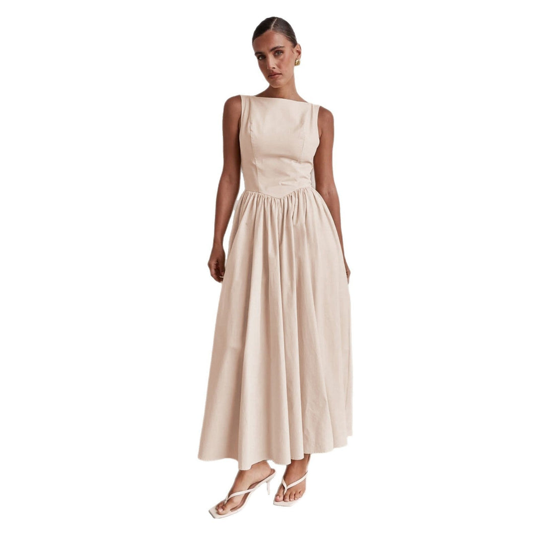 Damen Elegantes Maxi-Kleid mit breitem Rockansatz und taillierter Passform Drune