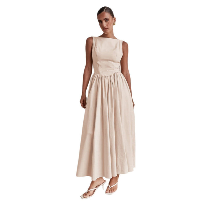 Damen Elegantes Maxi-Kleid mit breitem Rockansatz und taillierter Passform Drune