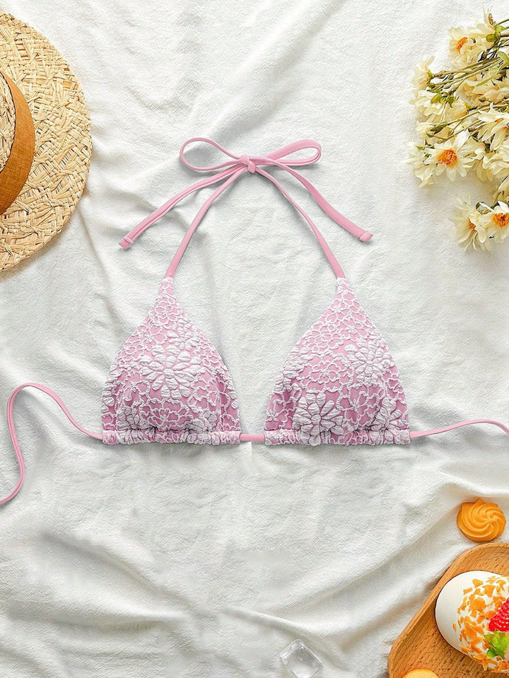 Damen Bikiniunterteil mit floralen Spitzenapplikationen Drune
