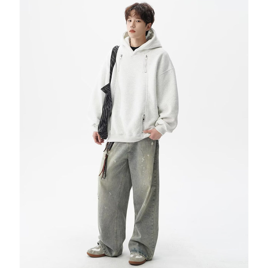 Herren Urbaner Oversized Hoodie mit Reißverschlüssen Drune