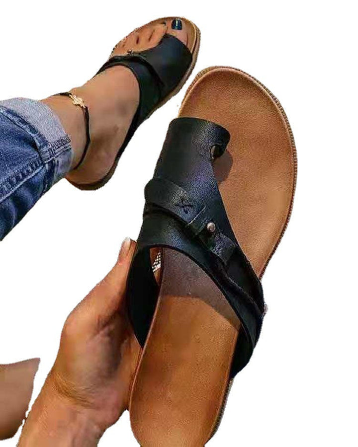 Damen Leder-Pantoletten mit verstellbarem Riemen und anatomischem Fußbett Drune