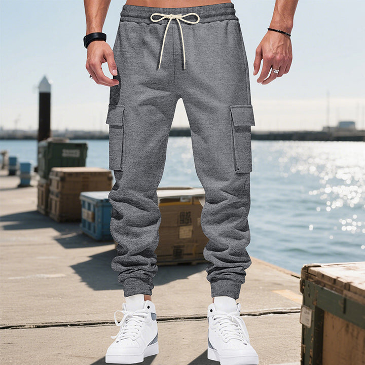 Herren nan Cargo-Jogginghose mit mehrfachen Cargotaschen und elastischem Bund Drune