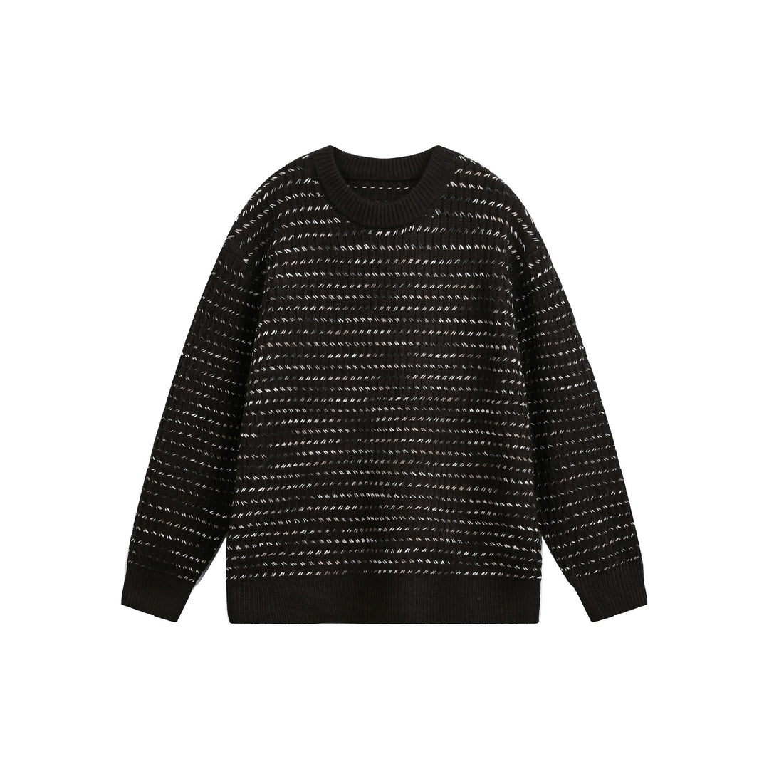 Damen Grobgestrickter Oversize-Pullover mit Rundhalsausschnitt und Strukturstreifen Drune