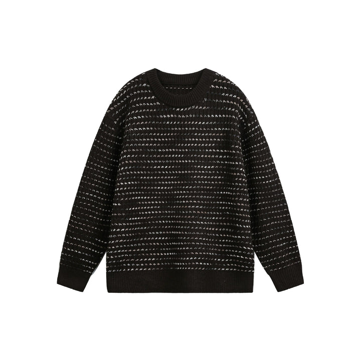 Damen Grobgestrickter Oversize-Pullover mit Rundhalsausschnitt und Strukturstreifen Drune