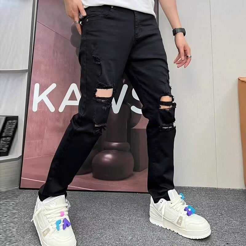 Herren Modische Destroyed Jeans Drune