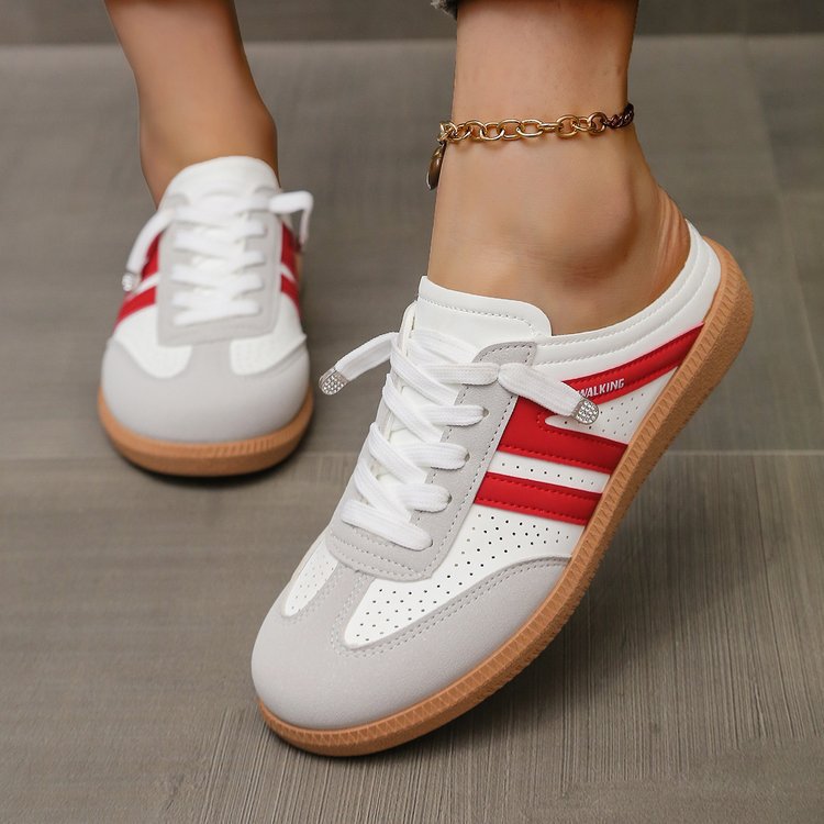 Damen Offene Sneaker‑Mules im Retro‑Tennisstil mit Gummisohle Drune