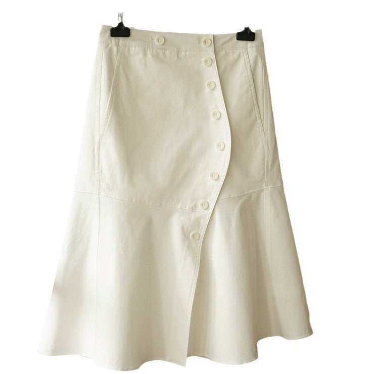 Damen Modischer Midirock mit Knopfleiste und schwingendem Saum Drune