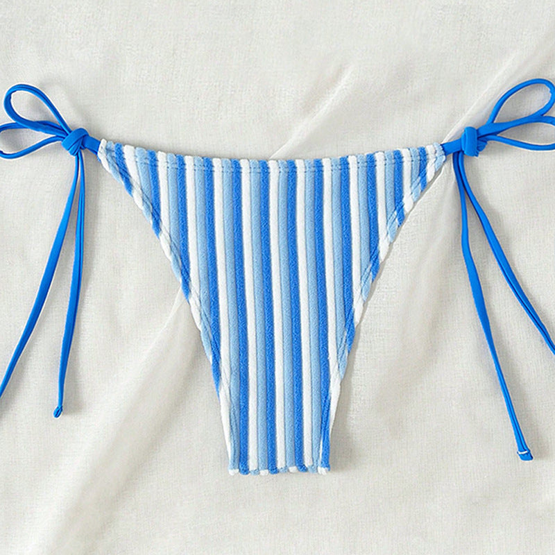 Damen Bikinislip mit verstellbaren Bindebändern und Streifenmuster Drune