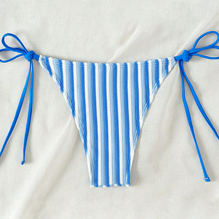 Damen Bikinislip mit verstellbaren Bindebändern und Streifenmuster Drune