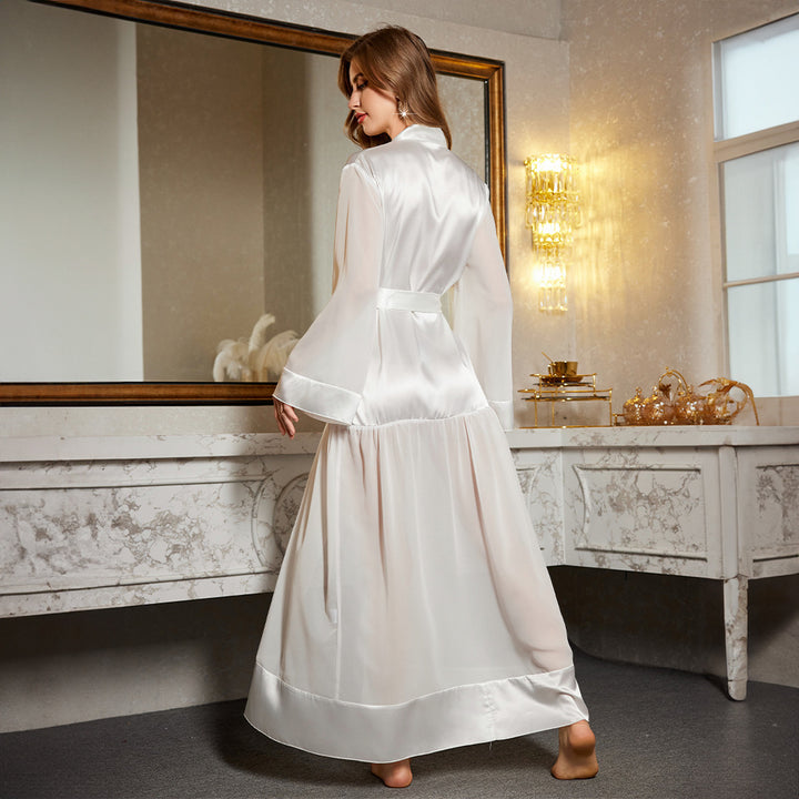 Damen Satin-Kimono-Robe mit elegantem Taillengürtel und fließendem Schnitt Drune