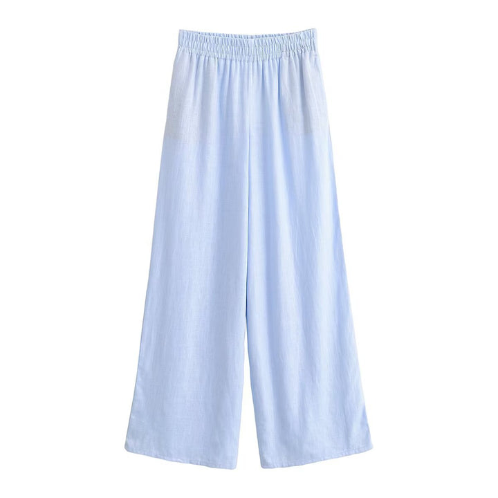 Damen Leichte Palazzo-Hose aus Leinenmix mit elastischem Komfortbund Drune