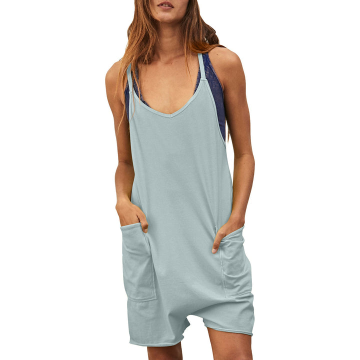 Damen komfortabler Overall mit tiefem Ausschnitt und praktischen Taschen Drune