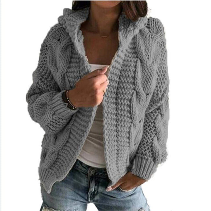 Damen Grobstrickcardigan mit offenem Kragen und voluminösen Ärmeln Drune