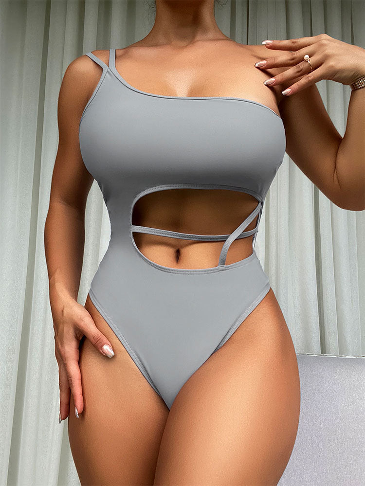 Damen Einteiler Badeanzug mit asymmetrischem Schnitt und modischen Cut-Outs Drune
