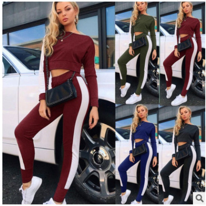 Damen Sportliches Freizeit-Set mit crop-top und enganliegenden Hose Drune
