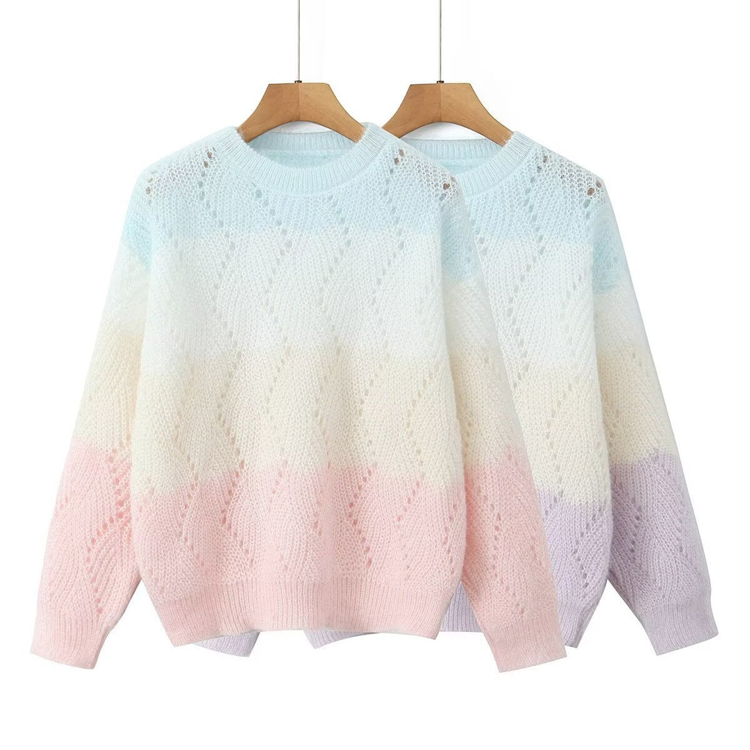 Damen Strickpullover mit modernem Wellenmuster und sanften Farbverläufen Drune