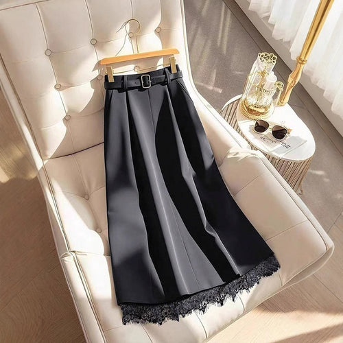 Damen Elegante Maxirock mit Spitzenbesatz Drune