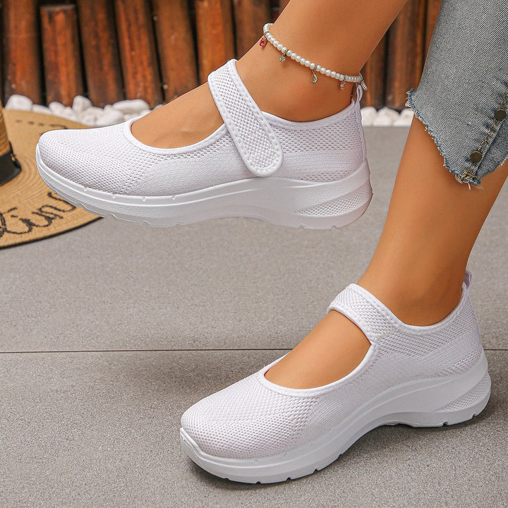 Damen Sportliche Slip-On Sneakers mit atmungsaktivem Mesh-Obermaterial und elastischen Riemen Drune