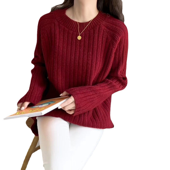 Damen gemütlicher Strickpullover mit weitem Schnitt und Rippenstruktur Drune