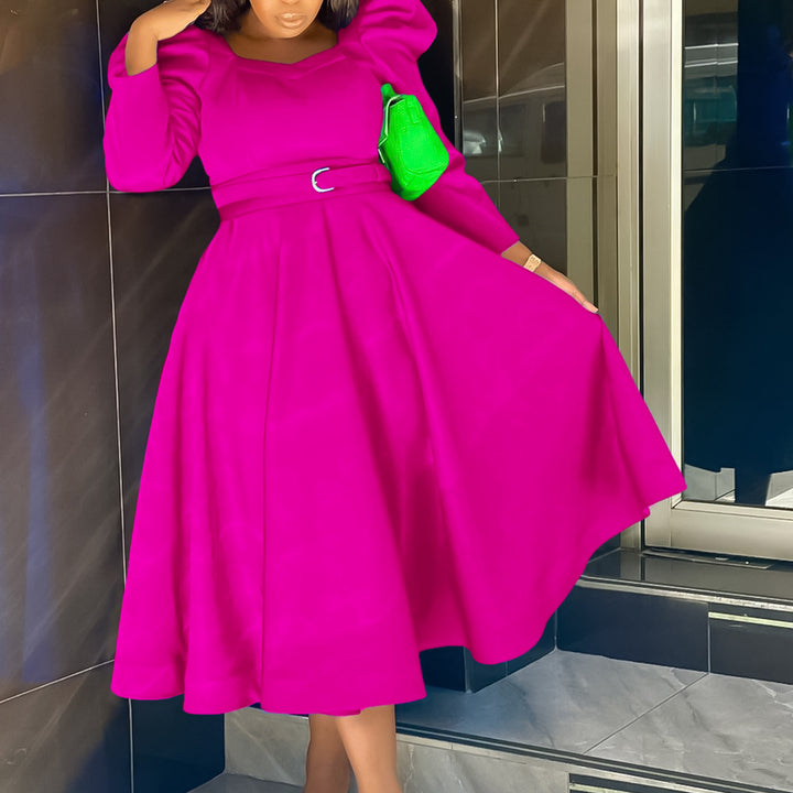 Damen Maxikleid mit elegantem Square-Ausschnitt und strukturierter Taillierung Drune