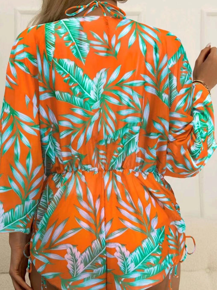 Damen Strandoutfit im Set mit kombiniertem Bikini und lässiger Kaftan Drune