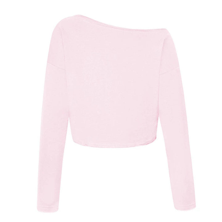Damen Cropped Langarmshirt mit weitem Boot-Ausschnitt und dropped-shoulder Drune