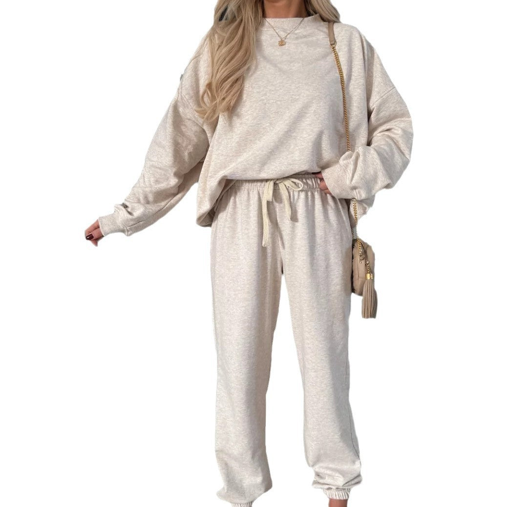 Damen weiches Lounge-Set aus Baumwollmix mit Tunnelzug und elastischen Bündchen Drune