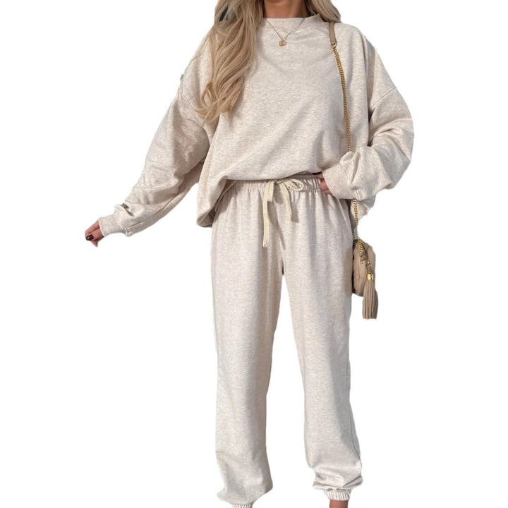 Damen weiches Lounge-Set aus Baumwollmix mit Tunnelzug und elastischen Bündchen Drune