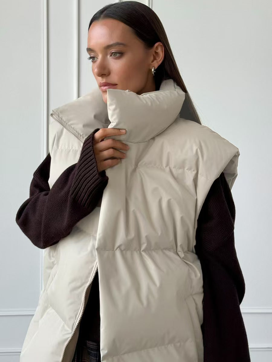 Damen Steppweste mit hohem Kragen und Taschen Drune