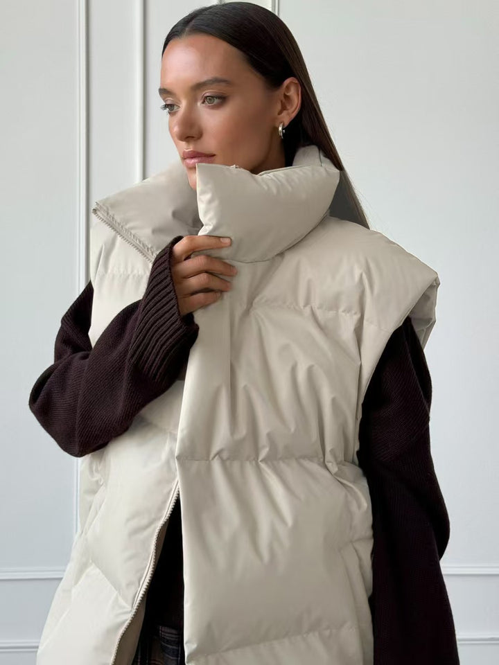 Damen Steppweste mit hohem Kragen und Taschen Drune