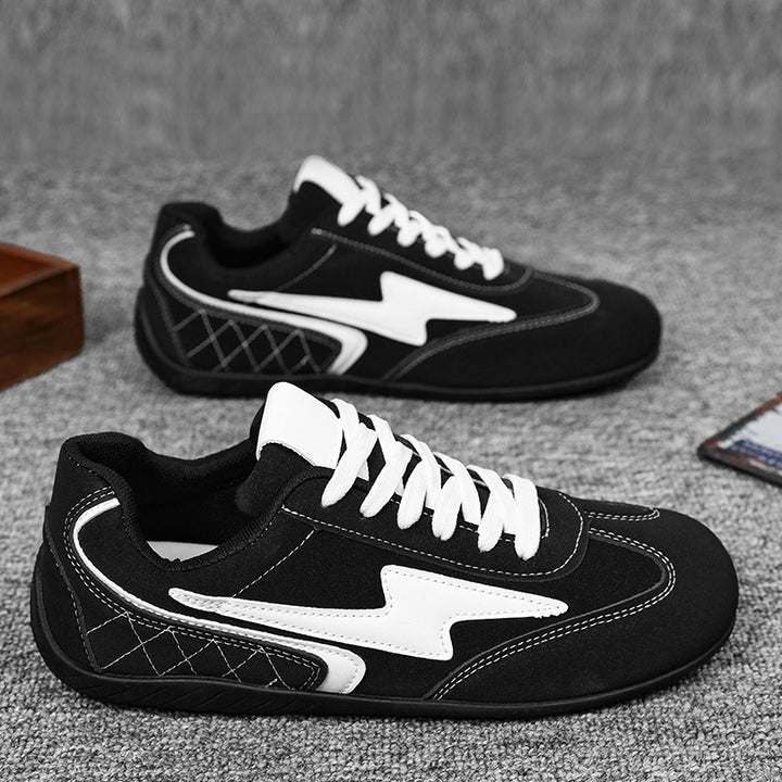 Damen leichte Retro-Skate-Sneaker mit gesteppter Seitenwand, gepolstertem Knöchelkragen und rutschfester Gummilaufsohle Drune