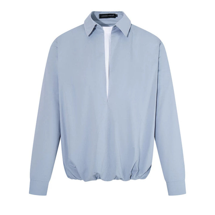 Damen Elegante Bluse mit verdeckter V-Schlitzfront, Hemdkragen und elastischem Saum Drune