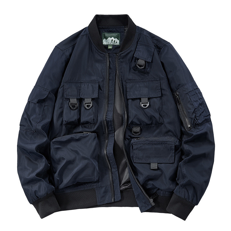 Herren nan multifunktionale Utility-Bomberjacke mit zahlreichen Taschen, D-Ring‑Details und windabweisender Nylonhülle Drune