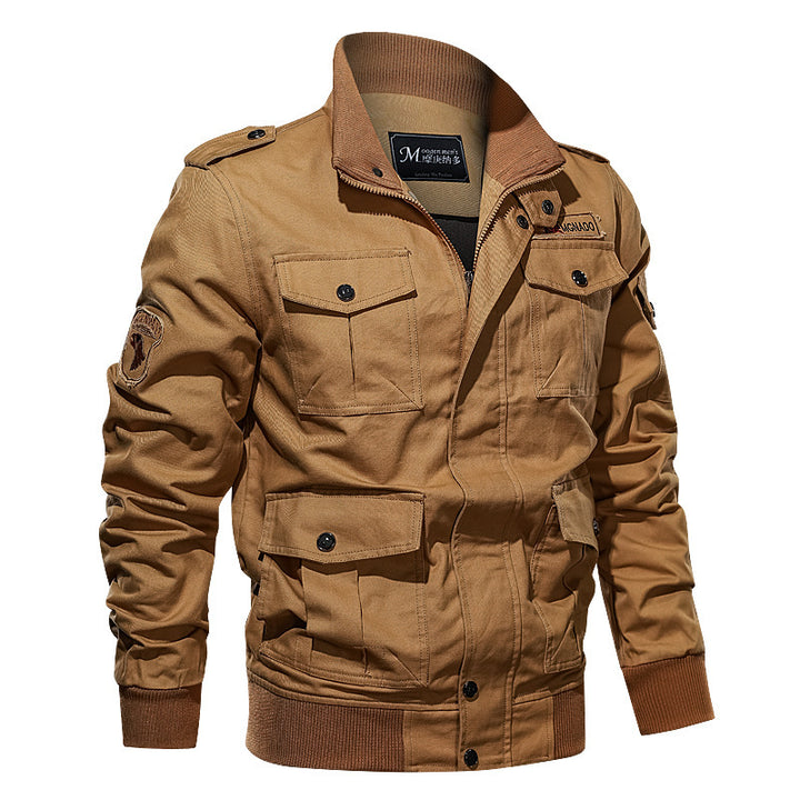 Herren Robust geschnittene Canvas-Fieldjacke mit Epauletten, Mehrfachtaschen und geripptem Abschluss Drune