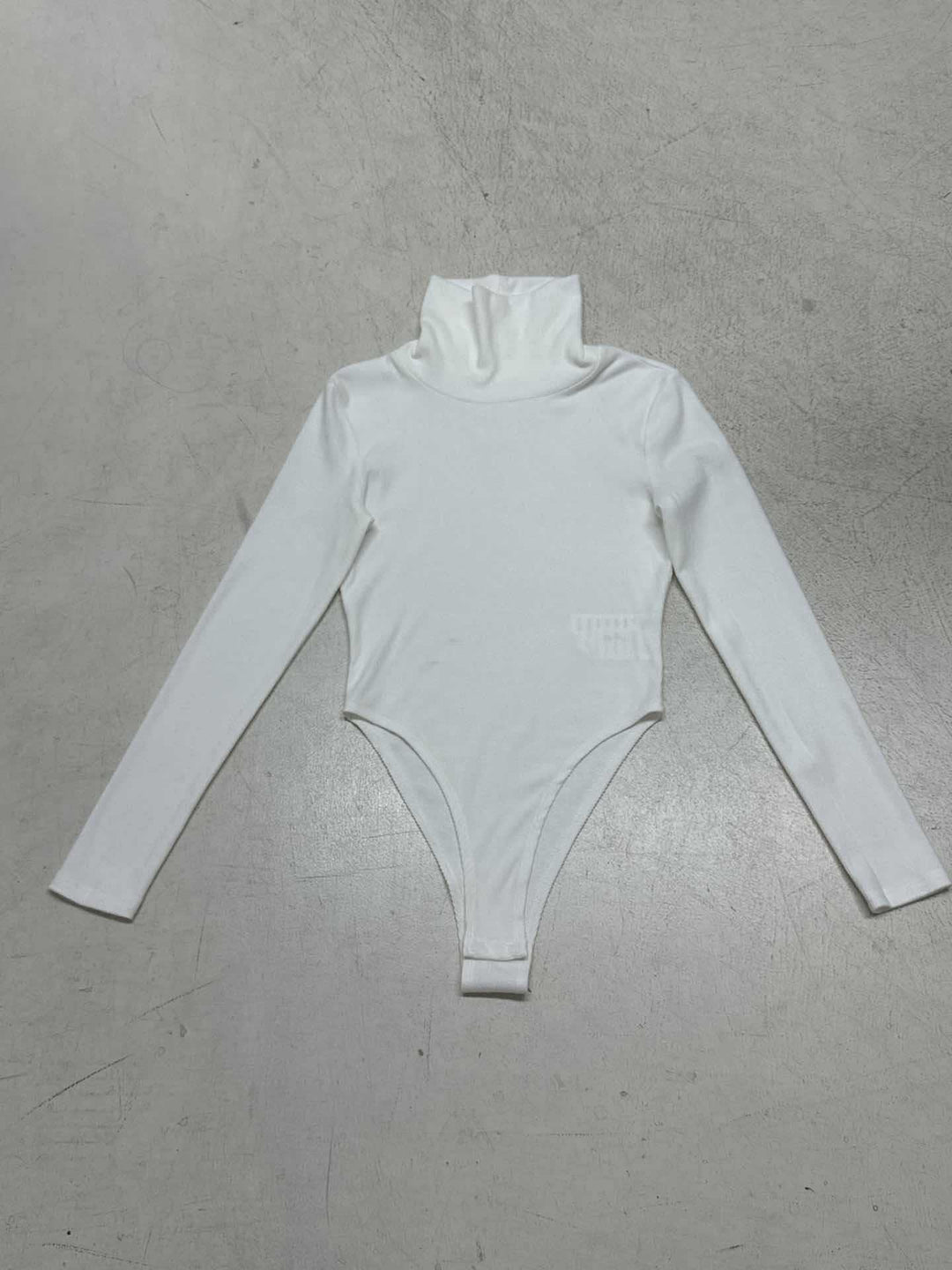 Damen figurbetonter Langarm-Bodysuit mit hohem Kragen Drune