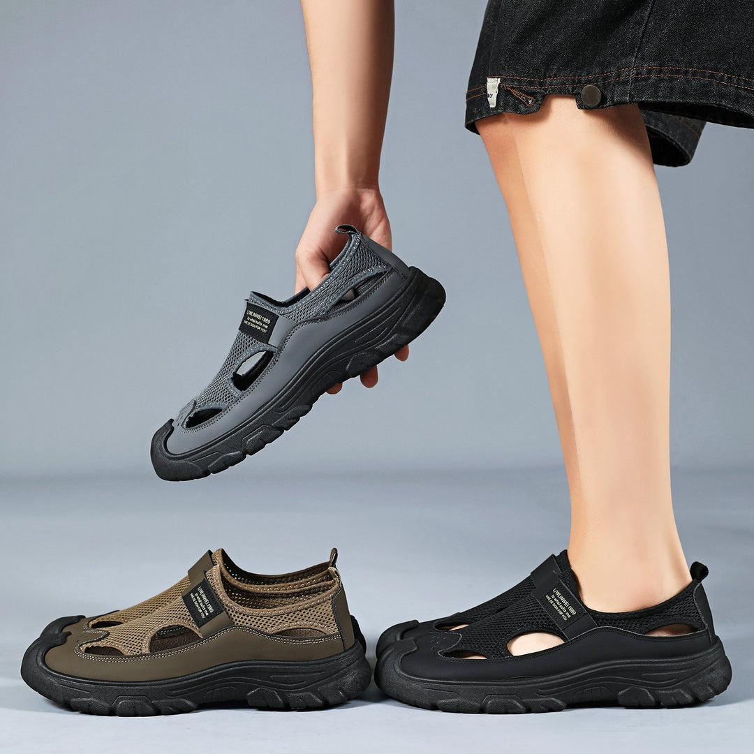 Damen nan atmungsaktive Mesh-Mary-Jane-Sneaker mit Klettverschluss, verstärkter Zehenkappe und griffiger Plateau-Profilsohle Drune