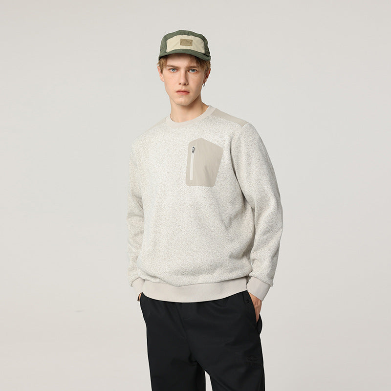 Herren Relaxed-Fit Struktursweatshirt mit Reißverschluss-Brusttasche Drune