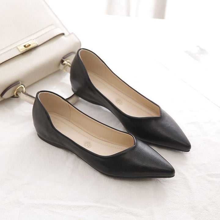 Damen Elegante Ballerinas aus hochwertigem Leder mit modischem V-Ausschnitt Drune