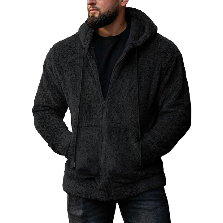 Herren nan kuschelige Teddyfleece Kapuzenjacke mit durchgehendem Reißverschluss Drune