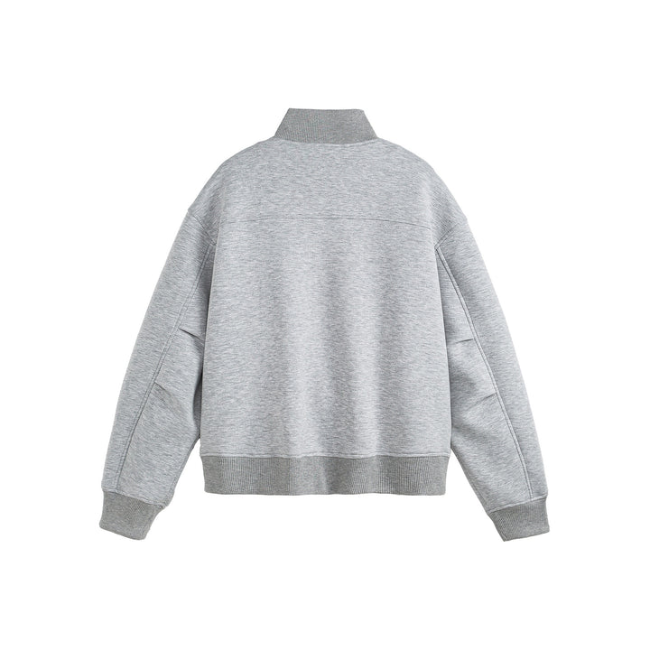 Unisex Boxy-Reißverschluss-Sweatjacke mit Funnelkragen und Rippbündchen Drune