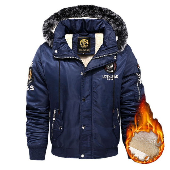 Herren nan gefütterte Winterparka mit Teddyfutter, Kunstfellkapuze und multiplen Reißverschlusstaschen Drune