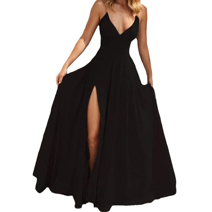 Damen Maxikleid mit elegantem V-Ausschnitt und seitlichem Schlitz Drune