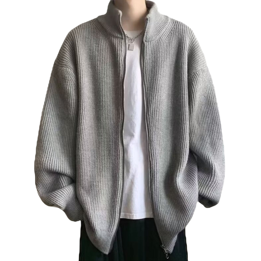 Herren Übergroße Strickjacke mit Stehkragen Drune
