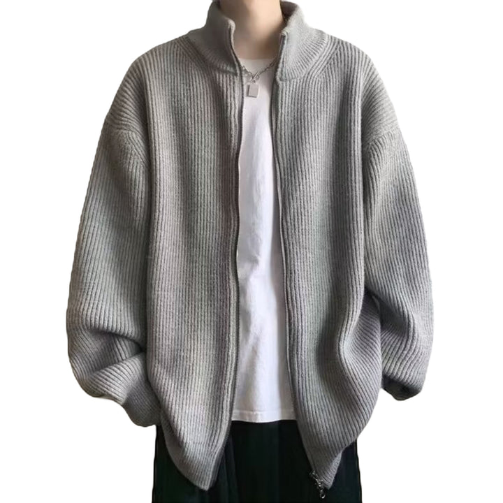 Herren Übergroße Strickjacke mit Stehkragen Drune