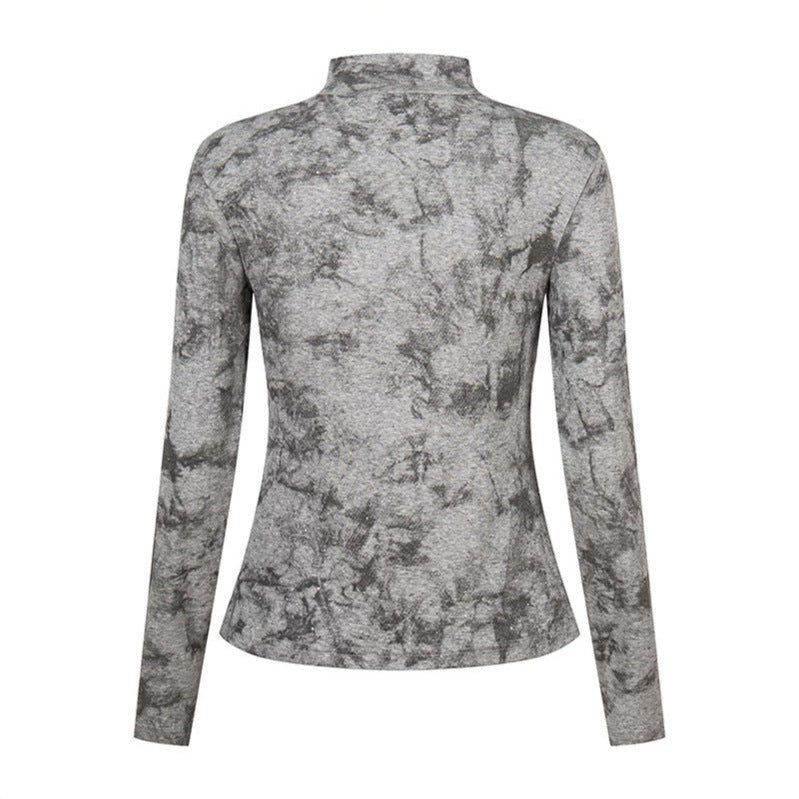 Damen Langarm-Shirt mit Stehkragen und dekorativer Kordel‑Applikation Drune