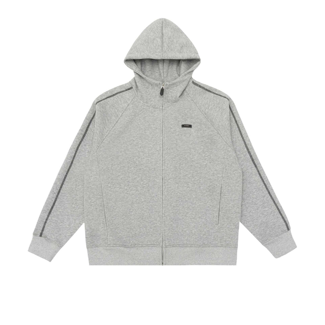 Unisex Oversize Reißverschluss-Kapuzenjacke mit Raglannähten und Rippenbündchen Drune